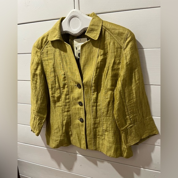 💛JONES NEW YORK – Size 6 – Chartreuse Linen Jacket (New with tag) - Picture 3 of 8